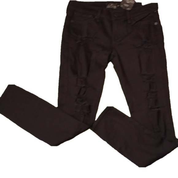 LUCKY BRAND - black destructed charlie skinny low rise jeans size 4/27A - Picture 1 of 6